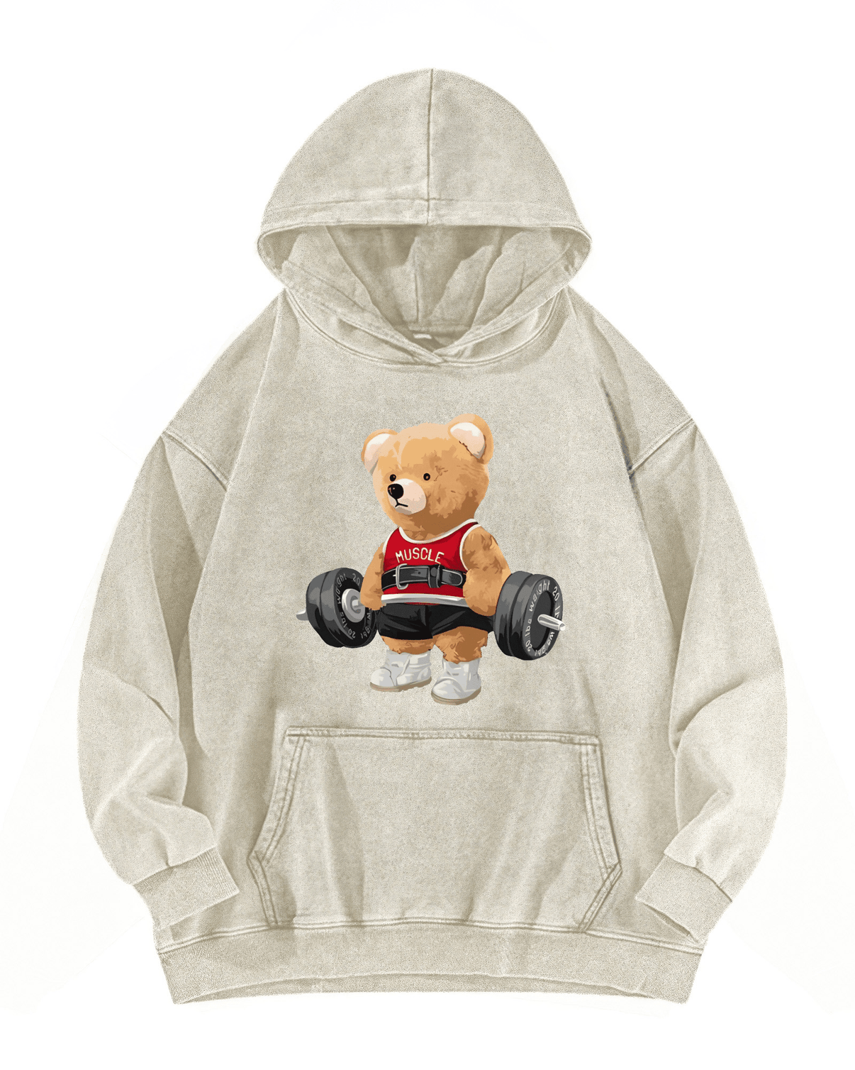 BLUZA Z KAPTUREM CUTE BEAR WASHED - Ironfit PL