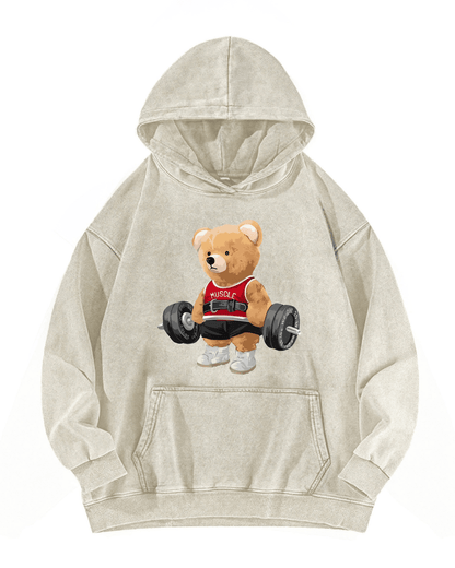 BLUZA Z KAPTUREM CUTE BEAR WASHED - Ironfit PL