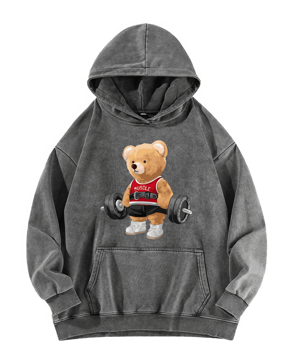 BLUZA Z KAPTUREM CUTE BEAR WASHED - Ironfit PL