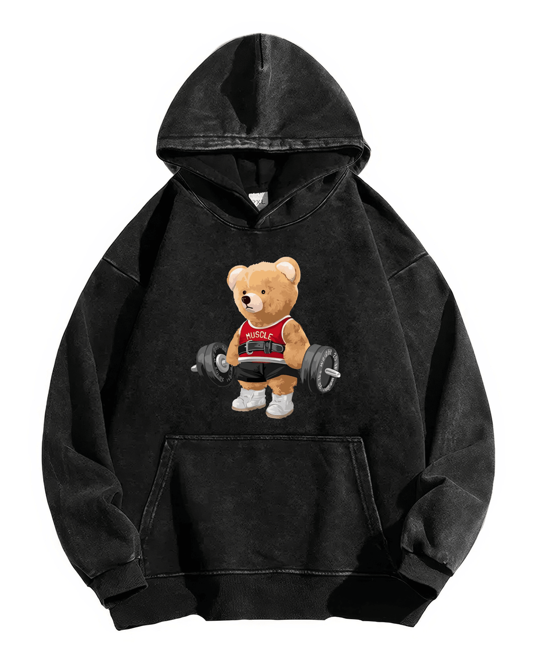 BLUZA Z KAPTUREM CUTE BEAR WASHED - Ironfit PL