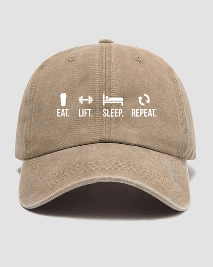 Czapka z daszkiem EAT LIFT SLEEP REPEAT Washed - Ironfit PL