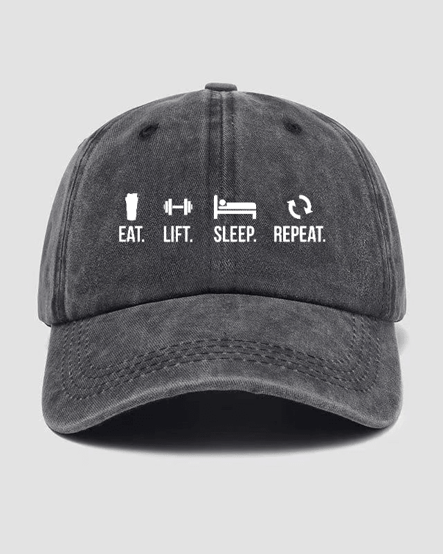 Czapka z daszkiem EAT LIFT SLEEP REPEAT Washed - Ironfit PL