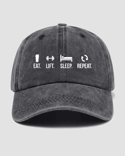 Czapka z daszkiem EAT LIFT SLEEP REPEAT Washed - Ironfit PL