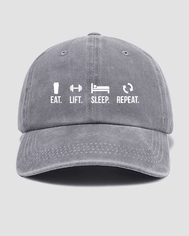 Czapka z daszkiem EAT LIFT SLEEP REPEAT Washed - Ironfit PL