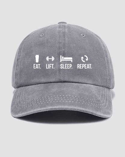 Czapka z daszkiem EAT LIFT SLEEP REPEAT Washed - Ironfit PL