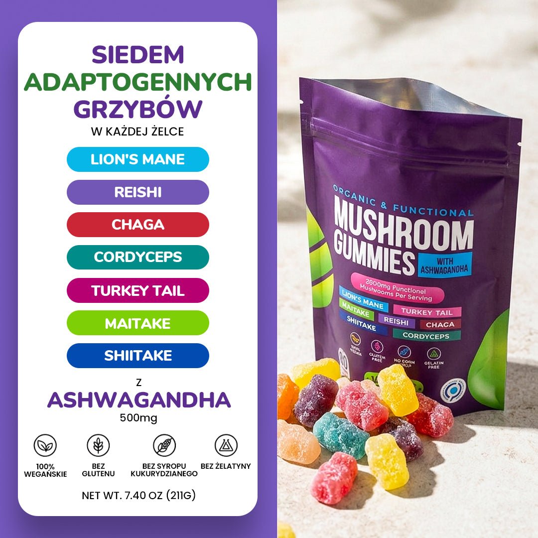 Gummies na koncentrację i relaks – Lion’s Mane + Ashwagandha 2500 mg (80 szt.) - Ironfit PL