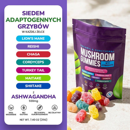 Gummies na koncentrację i relaks – Lion’s Mane + Ashwagandha 2500 mg (80 szt.) - Ironfit PL