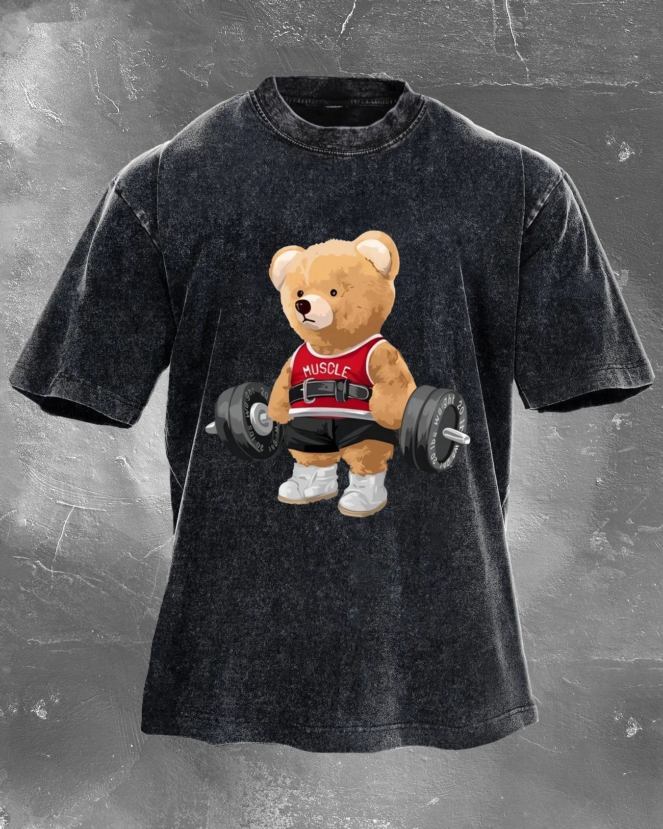 KOSZULKA CUTE BEAR LIFTING MEN'S WASHED - Ironfit PL
