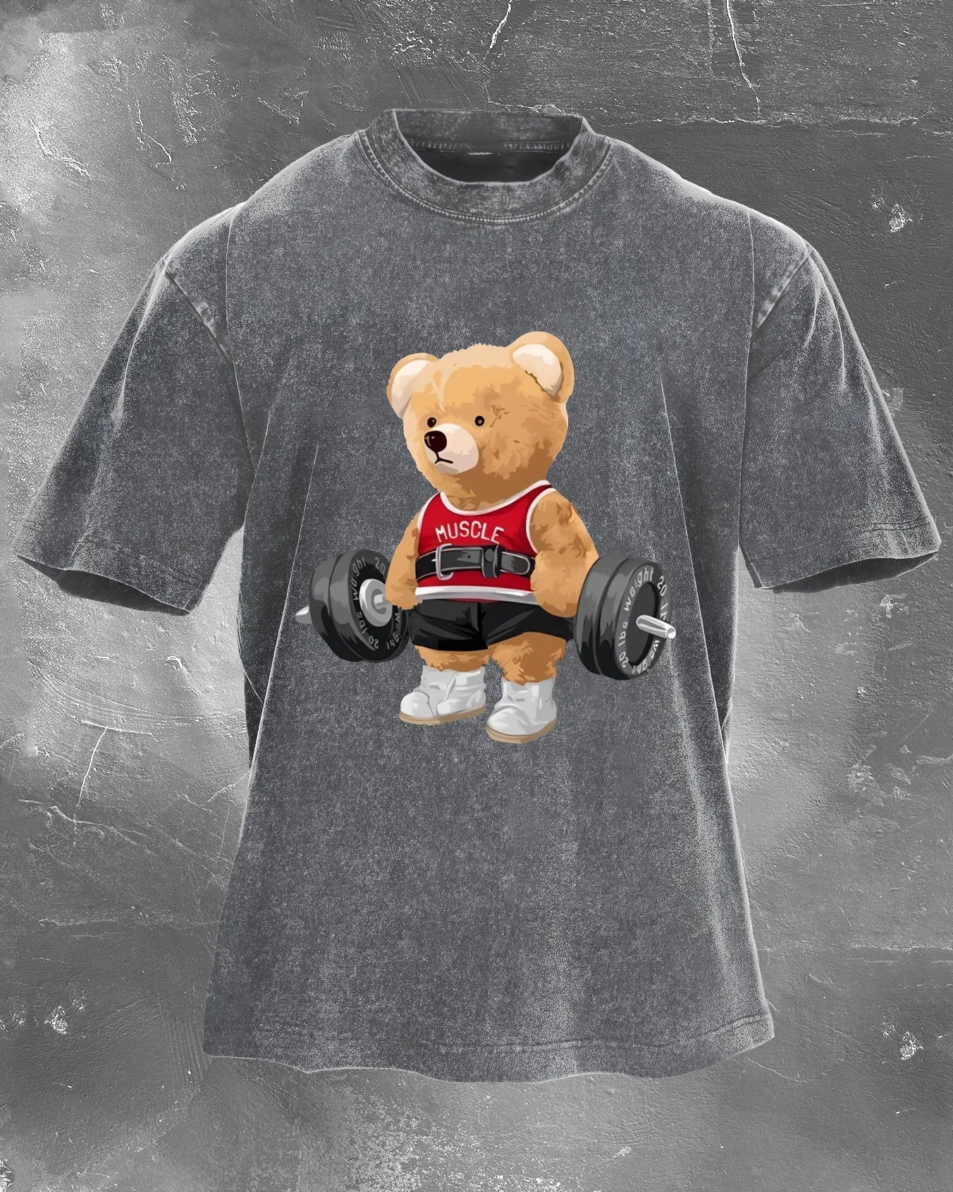 KOSZULKA CUTE BEAR LIFTING MEN'S WASHED - Ironfit PL