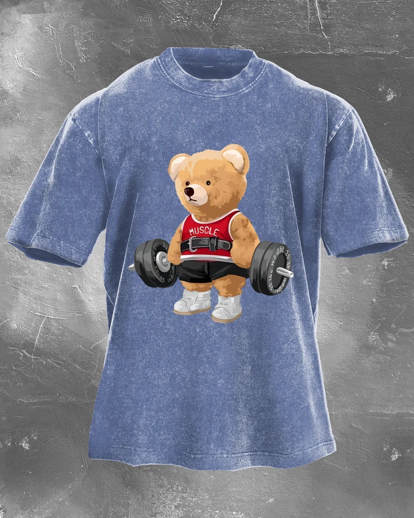 KOSZULKA CUTE BEAR LIFTING MEN'S WASHED - Ironfit PL