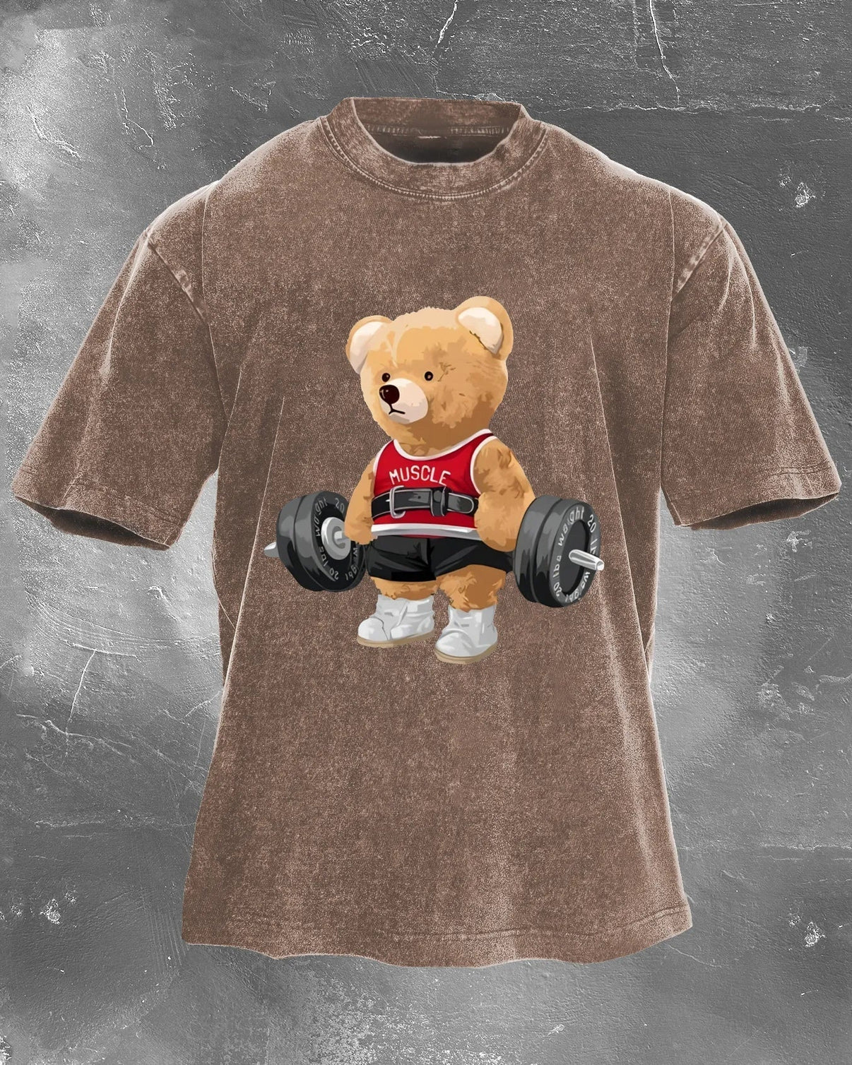 KOSZULKA CUTE BEAR LIFTING MEN'S WASHED - Ironfit PL