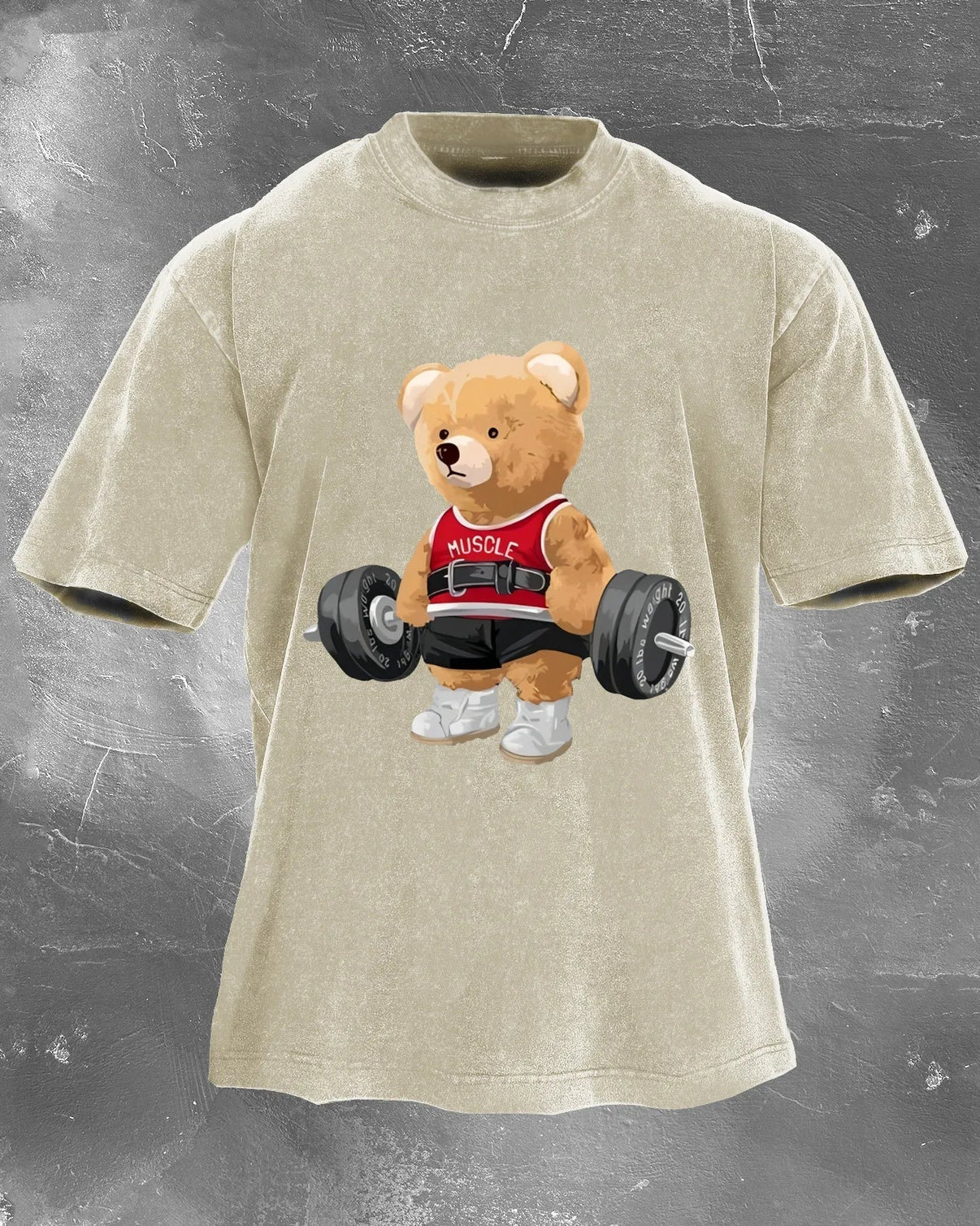 KOSZULKA CUTE BEAR LIFTING MEN'S WASHED - Ironfit PL