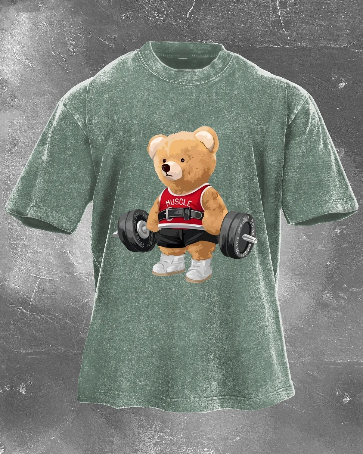 KOSZULKA CUTE BEAR LIFTING MEN'S WASHED - Ironfit PL