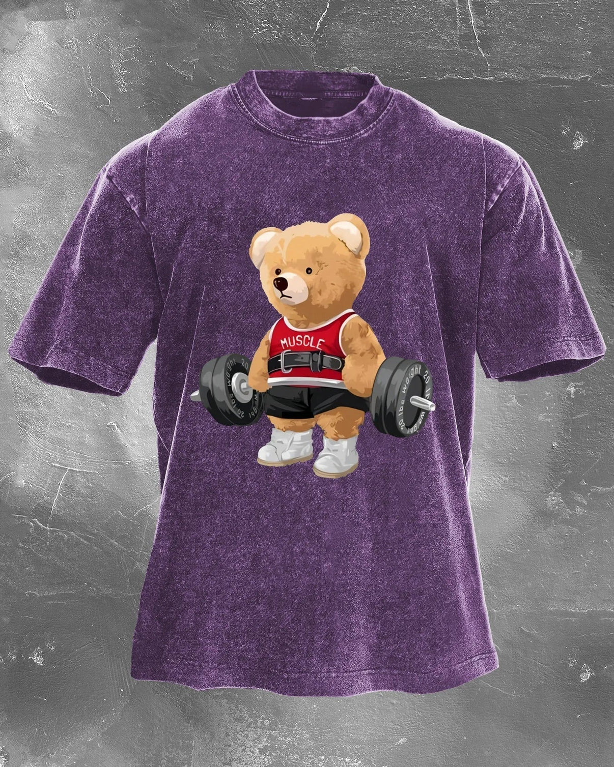 KOSZULKA CUTE BEAR LIFTING MEN'S WASHED - Ironfit PL