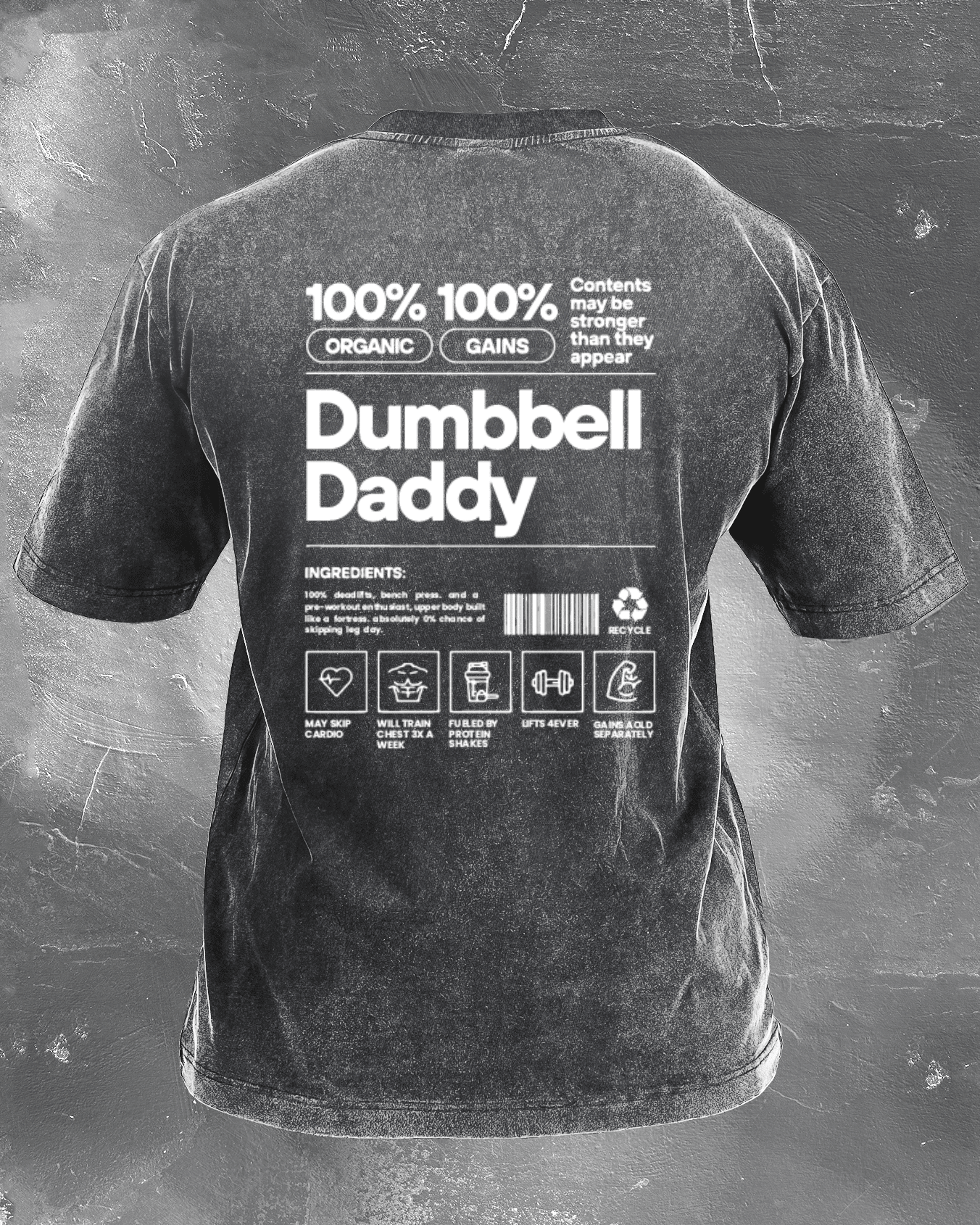 KOSZULKA DUMBBELL DADDY WASHED - Ironfit PL