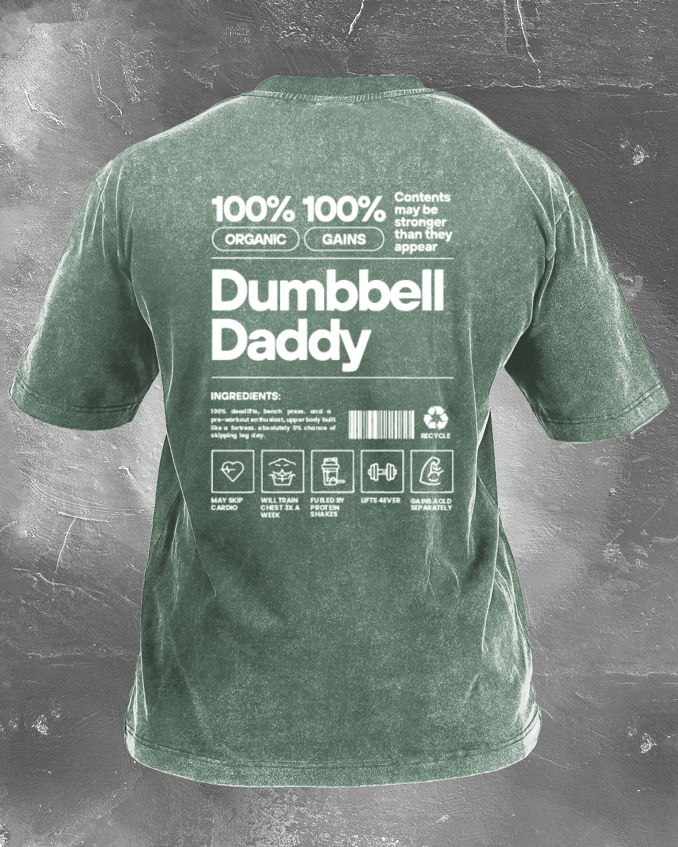 KOSZULKA DUMBBELL DADDY WASHED - Ironfit PL