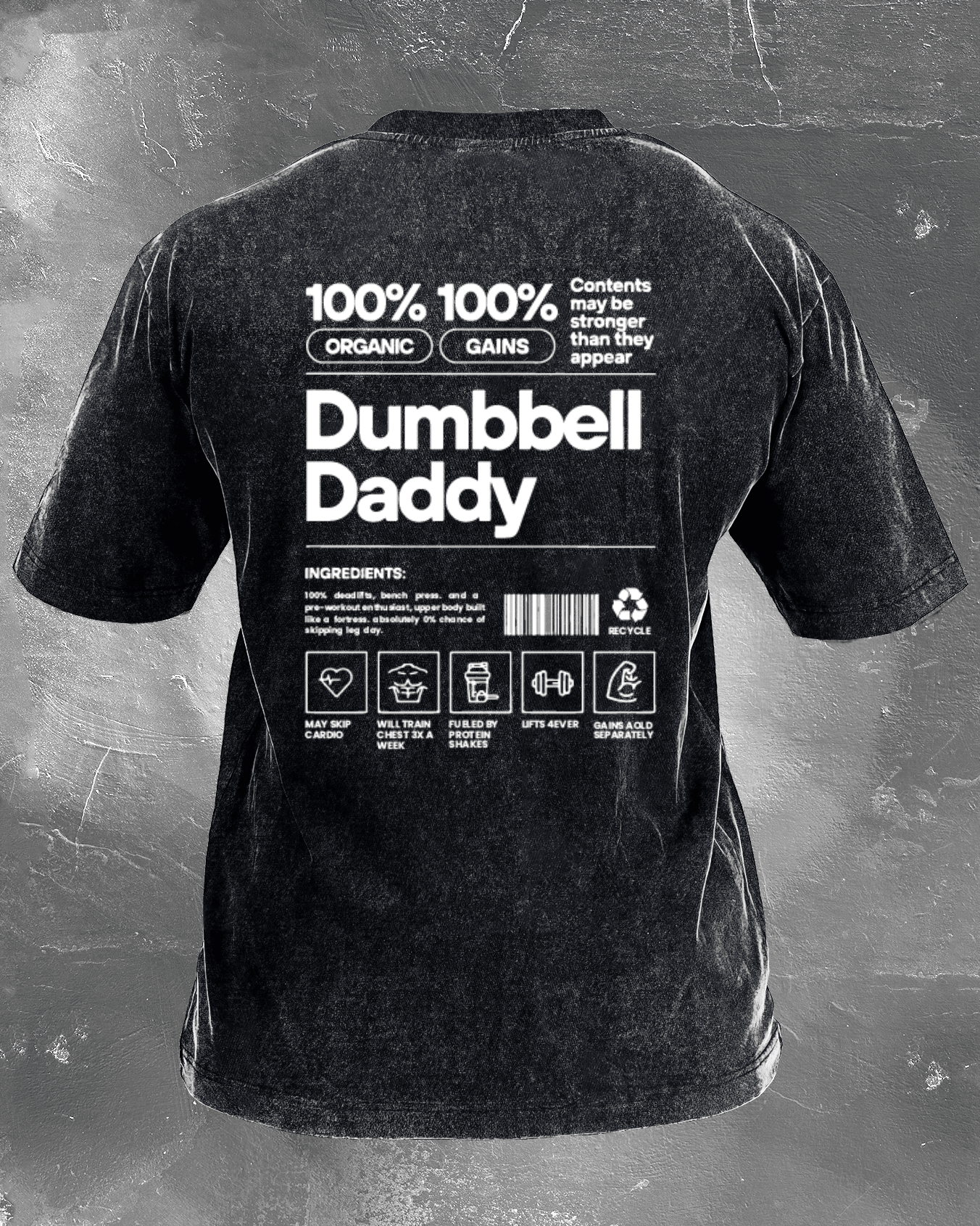 KOSZULKA DUMBBELL DADDY WASHED - Ironfit PL
