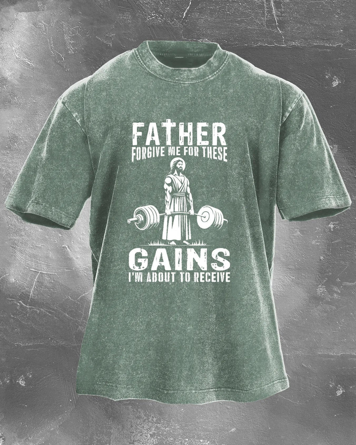 KOSZULKA FATHER FORGIVE ME FOR THESE GAINS - Ironfit PL