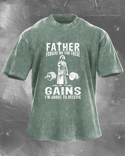 KOSZULKA FATHER FORGIVE ME FOR THESE GAINS - Ironfit PL