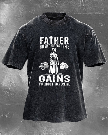 KOSZULKA FATHER FORGIVE ME FOR THESE GAINS - Ironfit PL