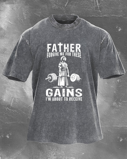 KOSZULKA FATHER FORGIVE ME FOR THESE GAINS - Ironfit PL