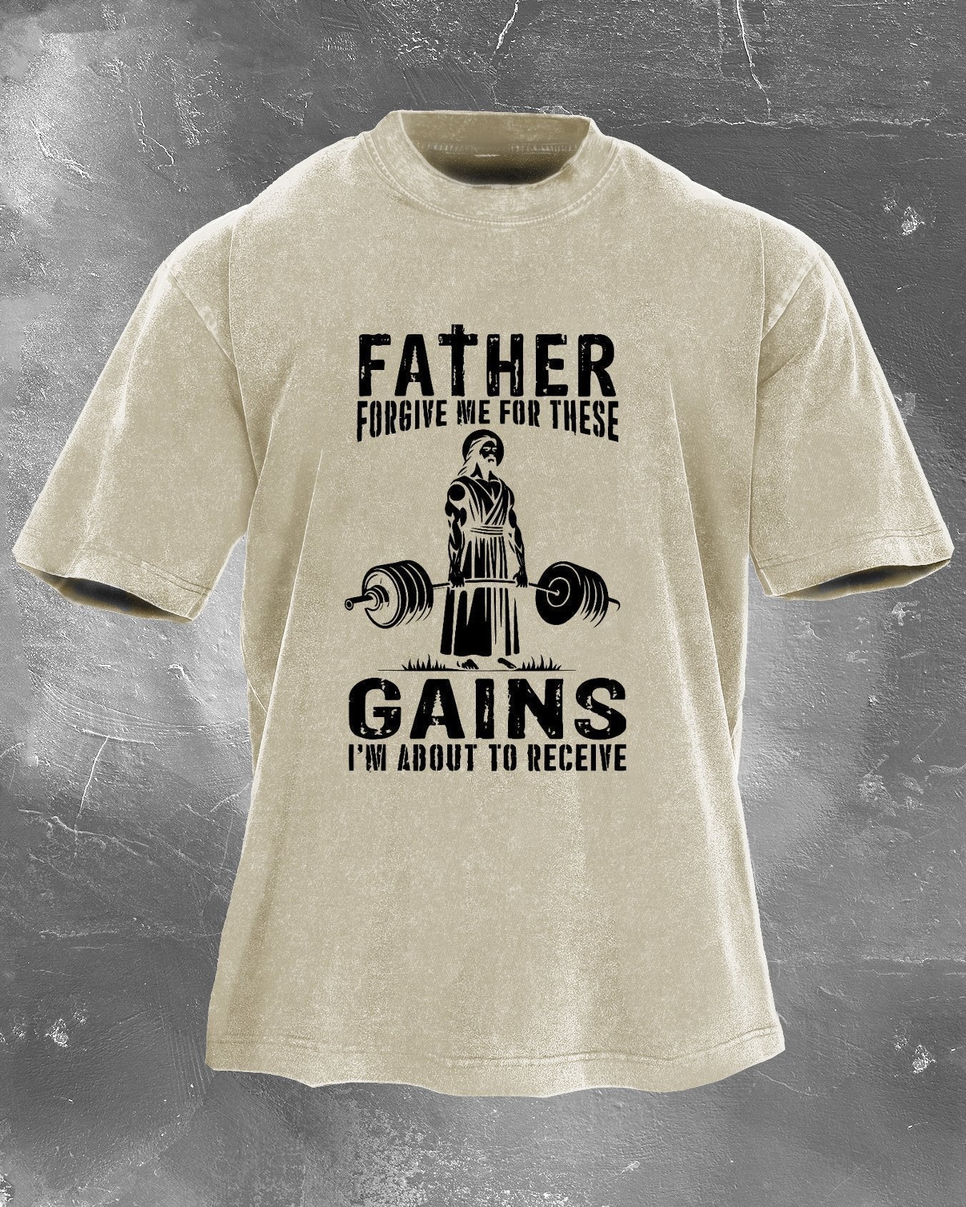 KOSZULKA FATHER FORGIVE ME FOR THESE GAINS - Ironfit PL