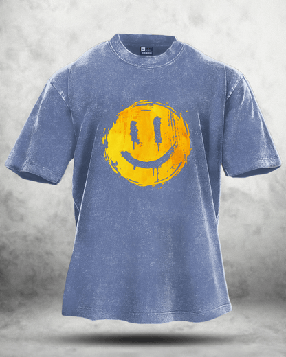 KOSZULKA HAPPY SMILEY WASHED - Ironfit PL