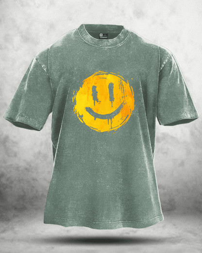 KOSZULKA HAPPY SMILEY WASHED - Ironfit PL