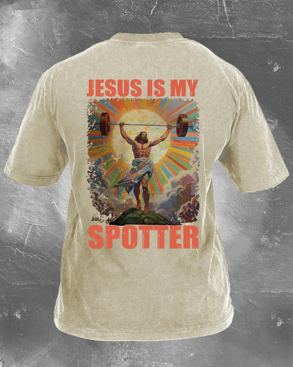KOSZULKA JESUS IS MY SPOTTER WASHED - Ironfit PL