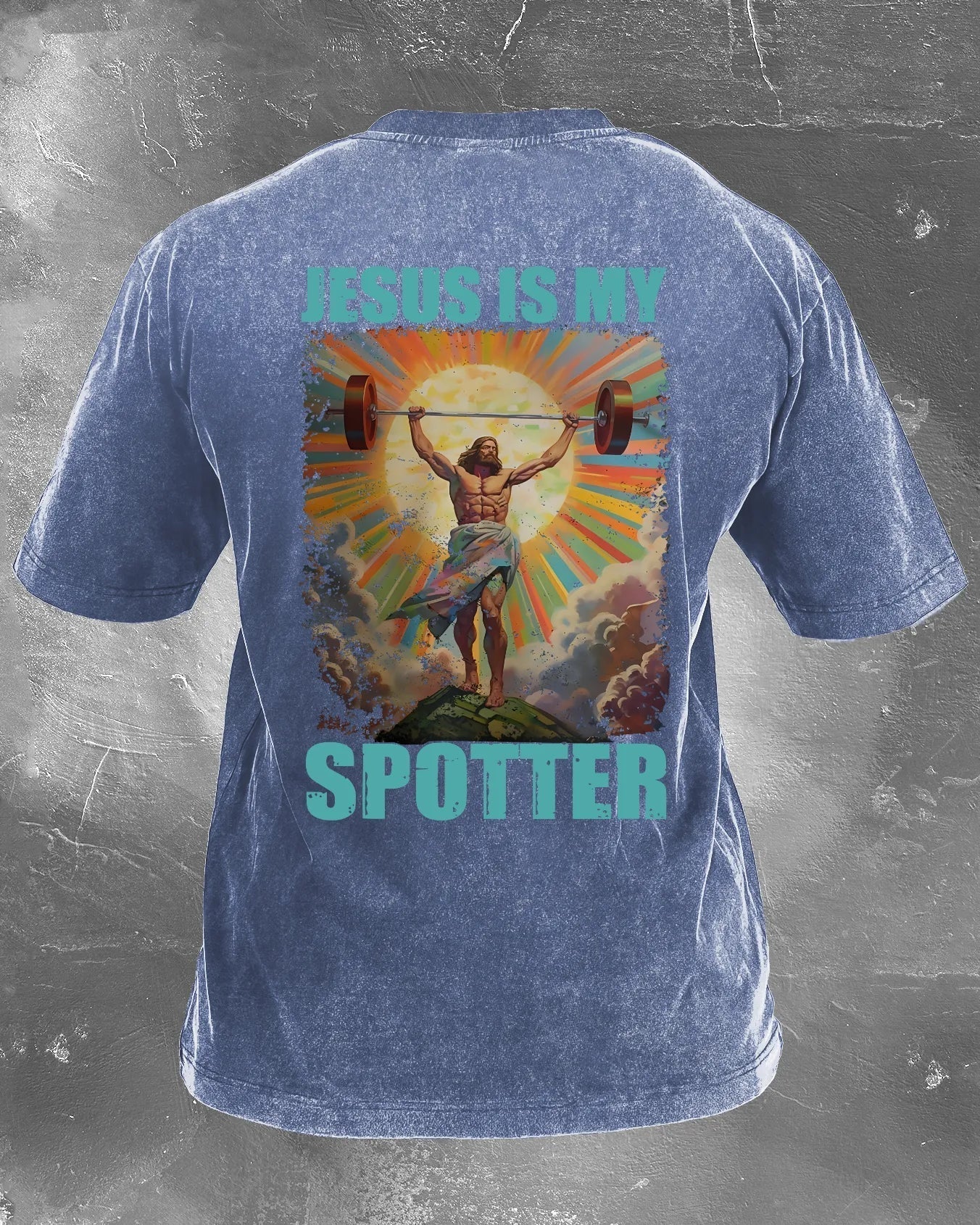 KOSZULKA JESUS IS MY SPOTTER WASHED - Ironfit PL