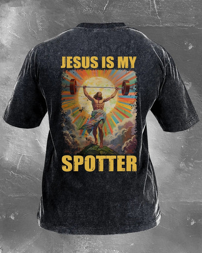 KOSZULKA JESUS IS MY SPOTTER WASHED - Ironfit PL