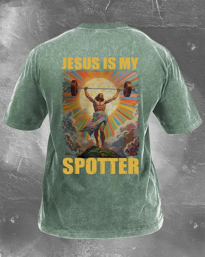 KOSZULKA JESUS IS MY SPOTTER WASHED - Ironfit PL