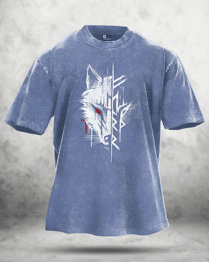 KOSZULKA WOLF RED EYE WASHED - Ironfit PL
