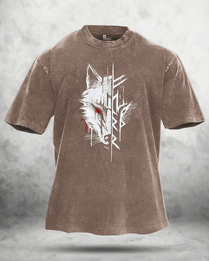 KOSZULKA WOLF RED EYE WASHED - Ironfit PL