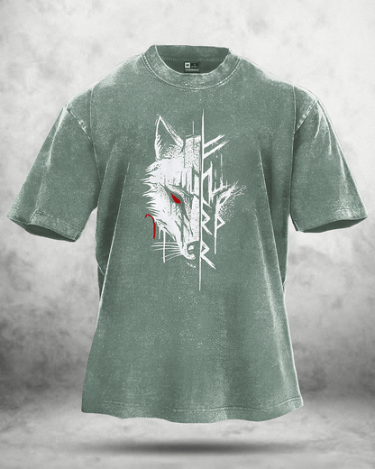 KOSZULKA WOLF RED EYE WASHED - Ironfit PL