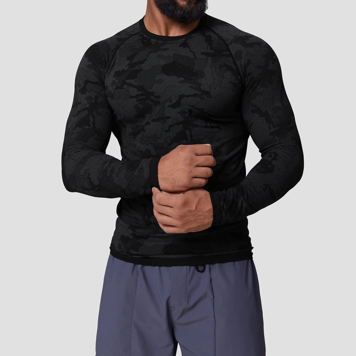 Koszulka z długim rękawem Seamless Camo Quick Dry - Ironfit PL