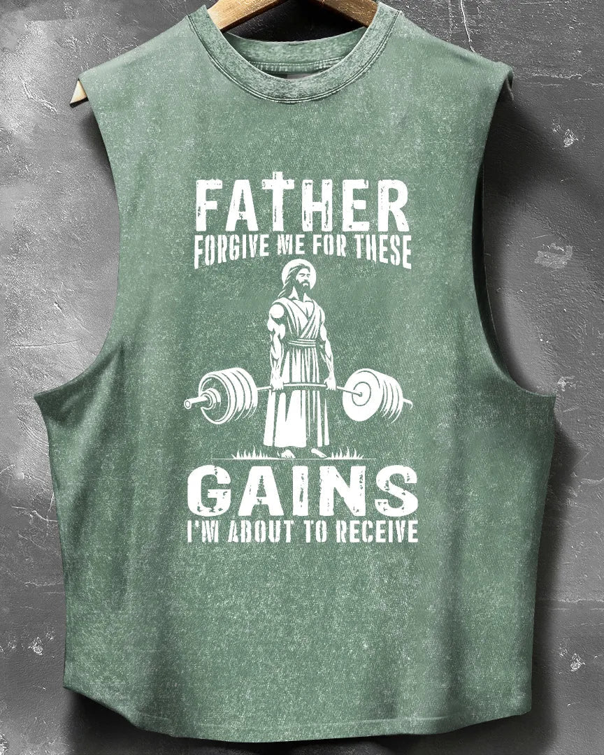 TANK TOP FATHER FORGIVE ME WASHED - Ironfit PL