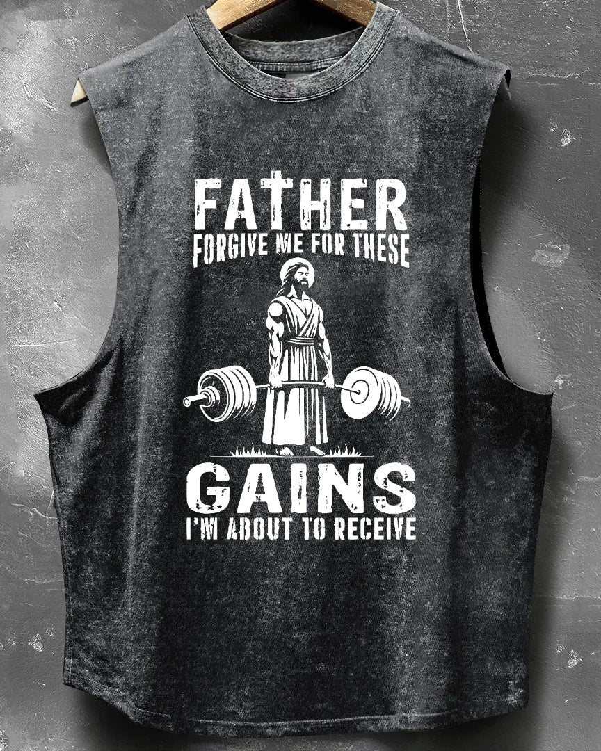 TANK TOP FATHER FORGIVE ME WASHED - Ironfit PL