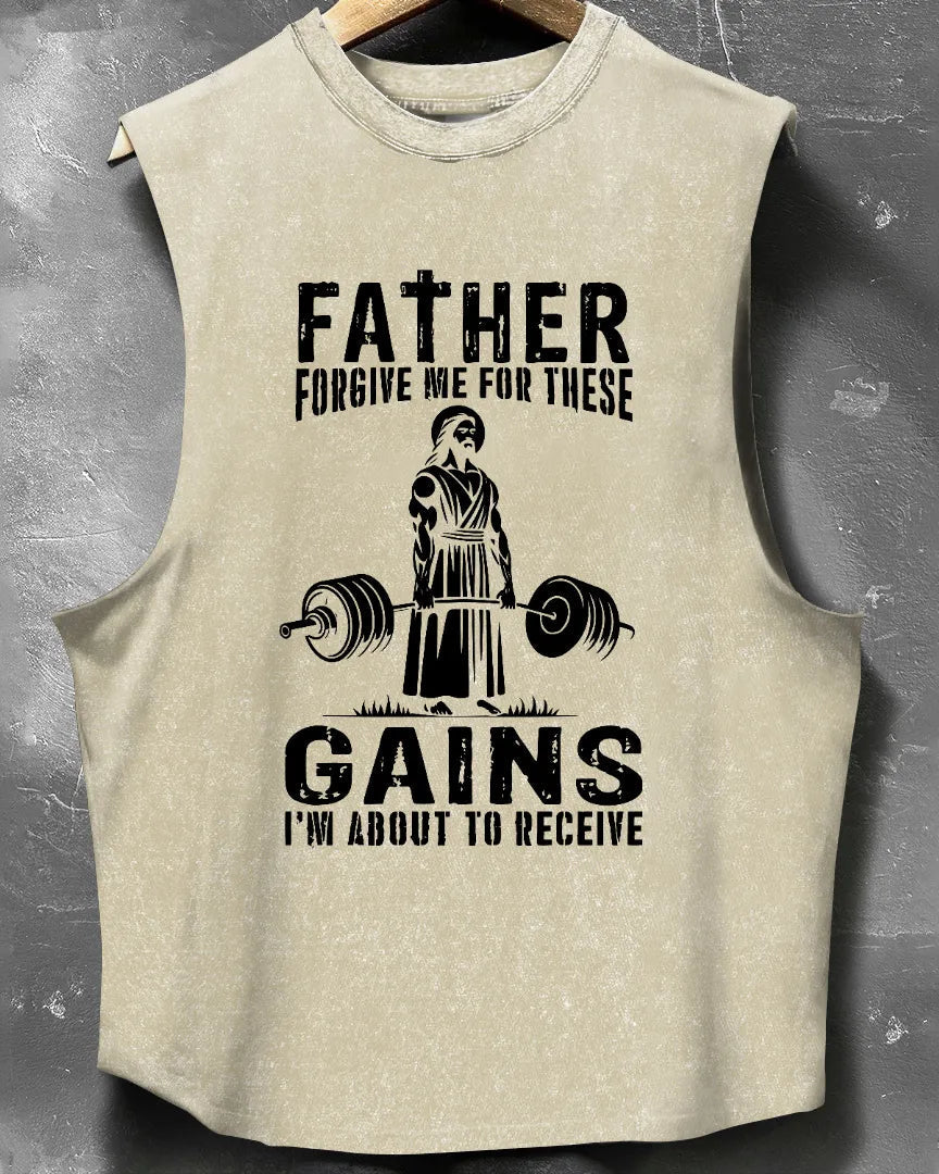 TANK TOP FATHER FORGIVE ME WASHED - Ironfit PL